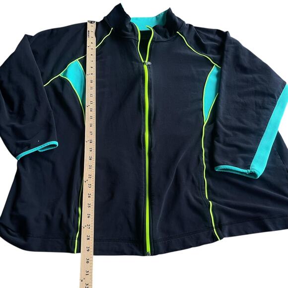 Catherines Jacket Womens 4X 30/32W Black Neon Green Zip Up Activewear Pockets - Picture 10 of 12